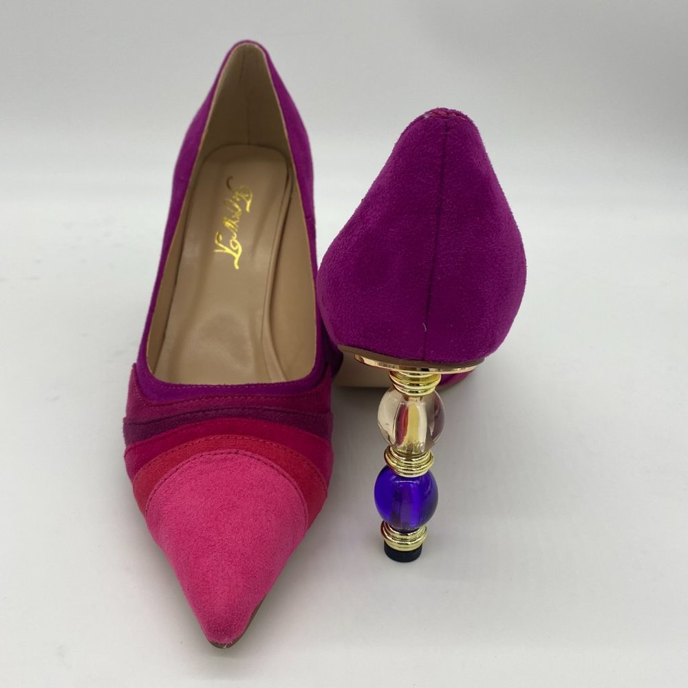 FOWT High Heel Pump Pointed Toe Rainbow Shoes